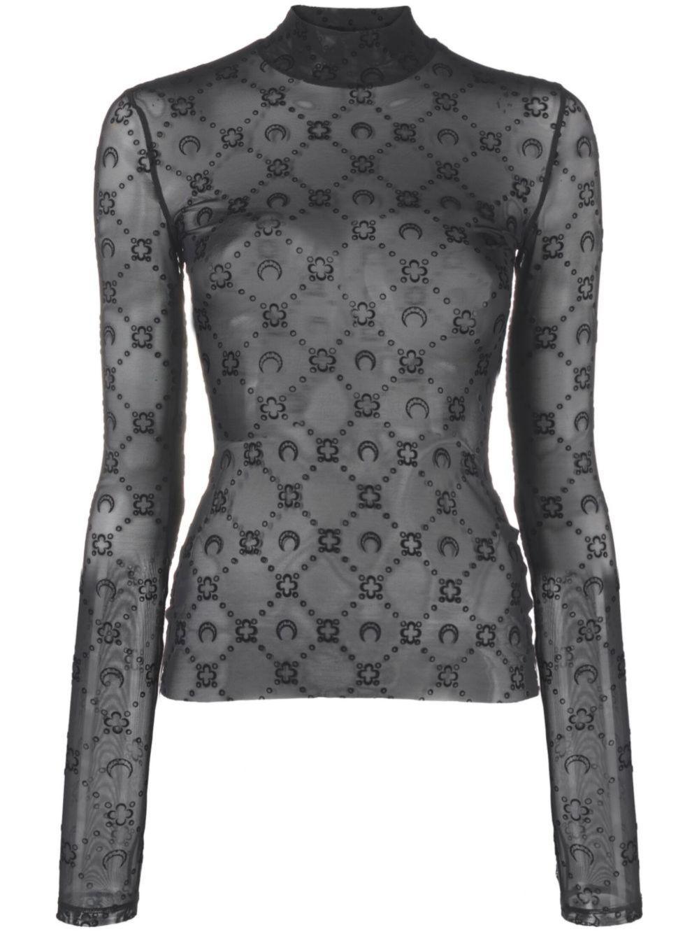 Product image of Mesh Flock LS Highneck Top