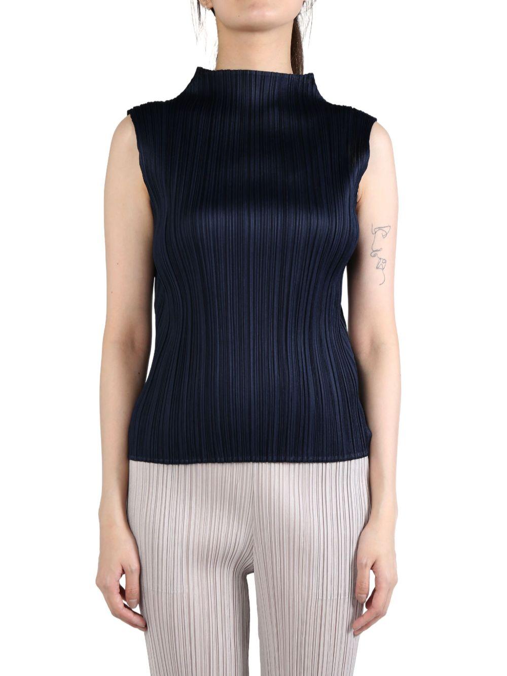 Product image of Pleated High Neck Sleeveless Top