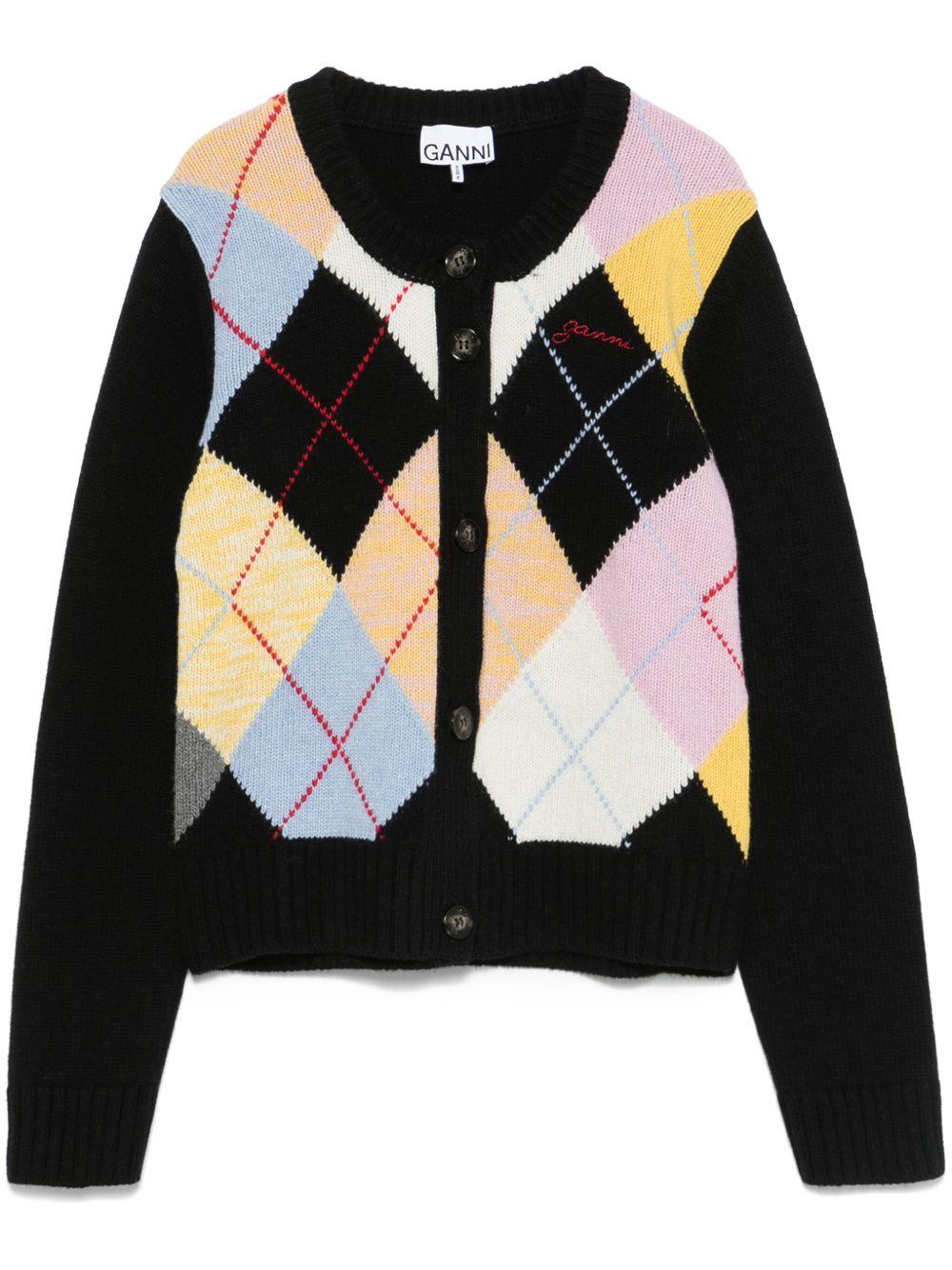 Product image of Harlequin Wool Mix Knit Cardigan