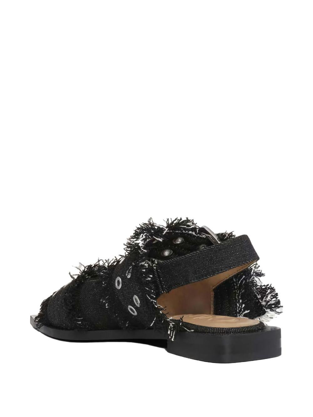 Product photo 2 for product Feminine Denim Raw Edge Buckle Ballerina