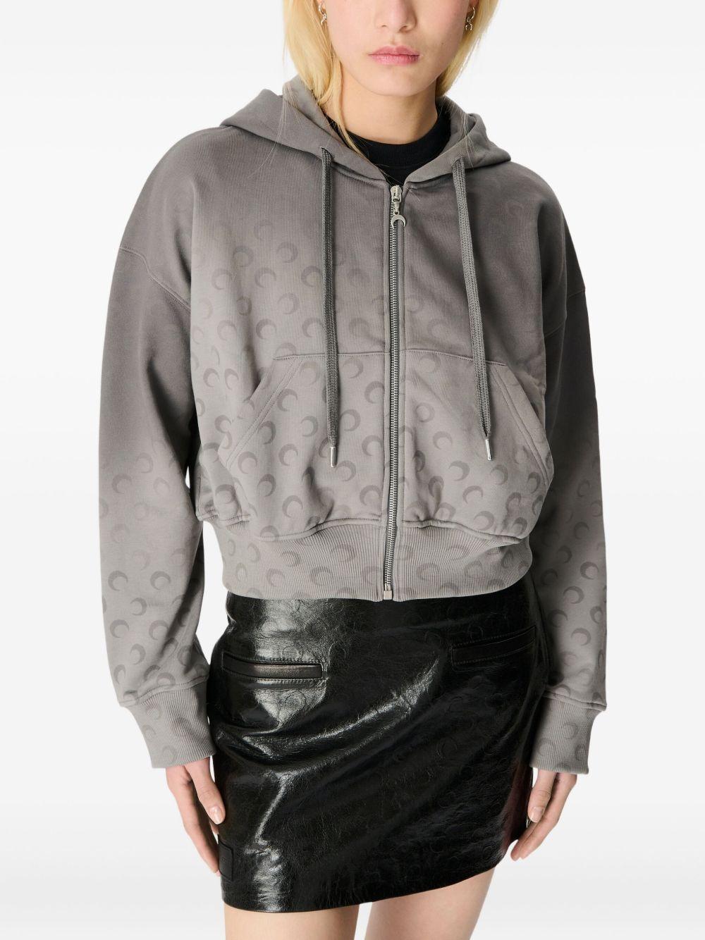 Product image of Moon Faded Crop Zipped Hoodie